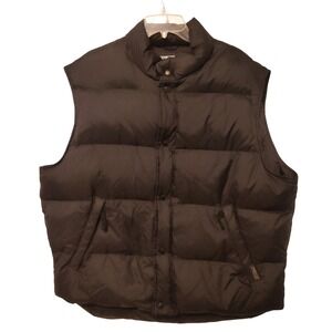 Structure Puffer Vest XL 90s Black Down Fill Quilted Snap Front Mens Outerwear